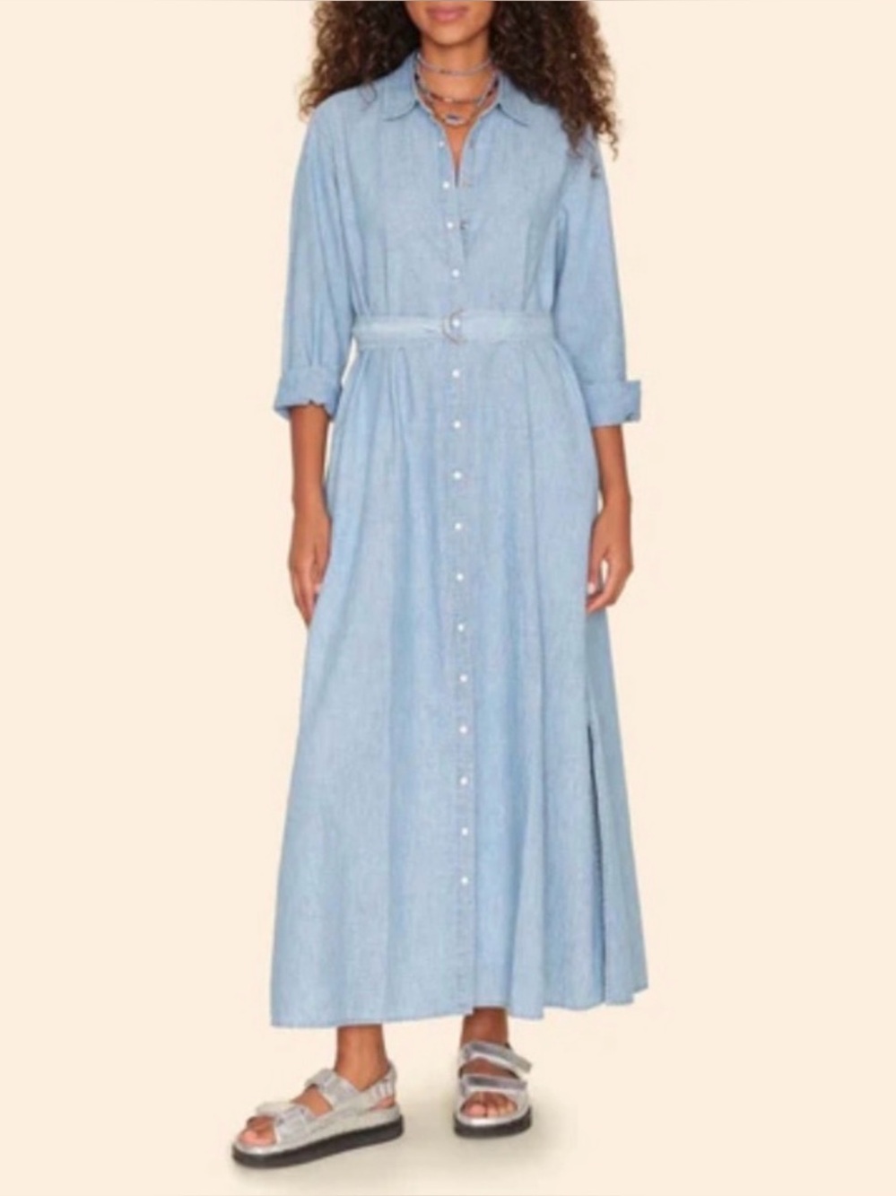 NEW Xirena Bowen Boden dress chambray denim size large•includes 2 Xirena belts